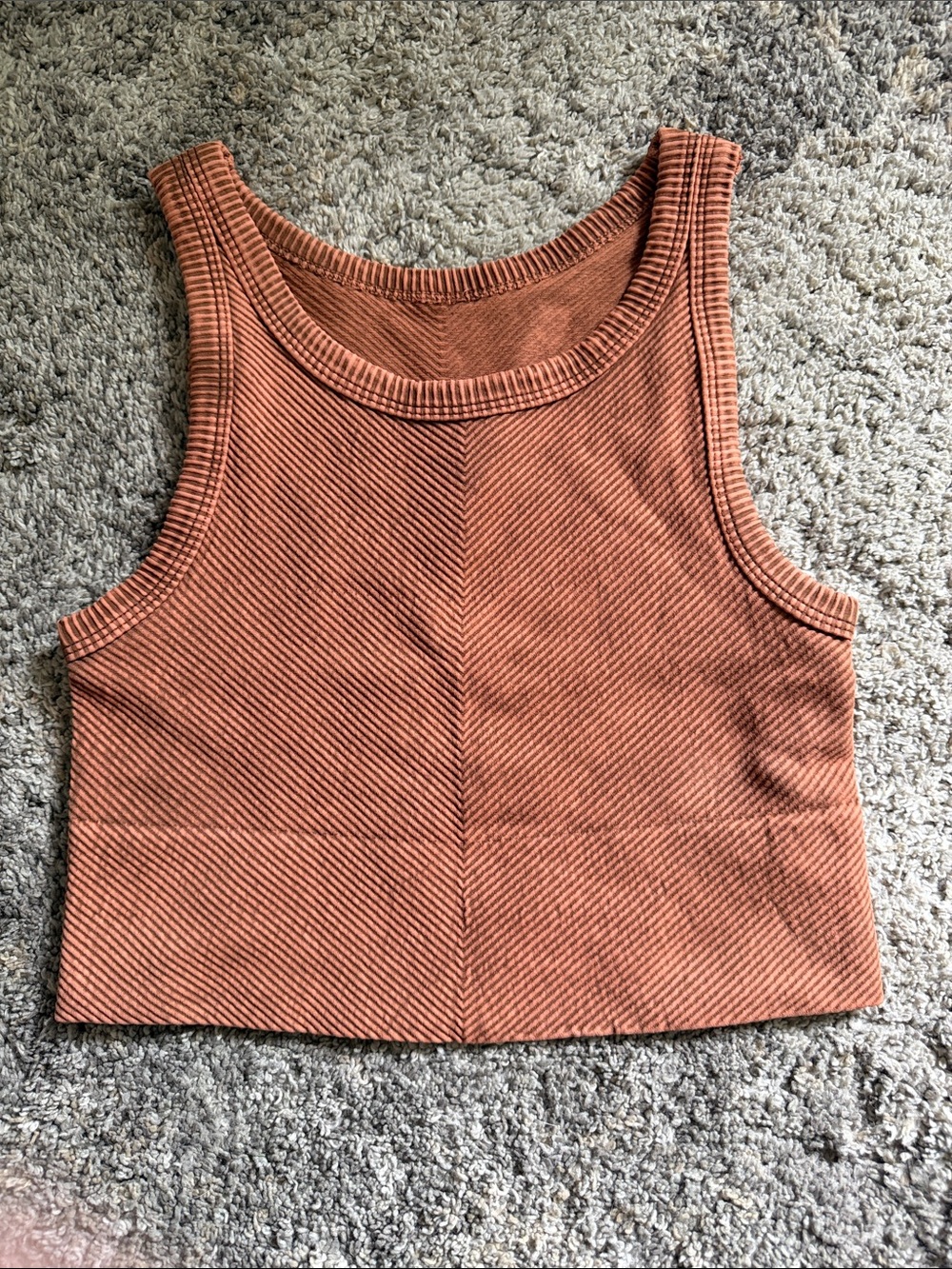 Rust Ribbed Tank Crop Top - Women